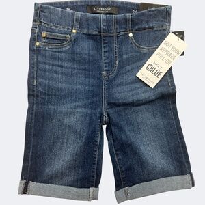 Liverpool Bermuda Shorts Womens 0 Dark Blue Fosters‎ Pull On Stretch Denim Chloe